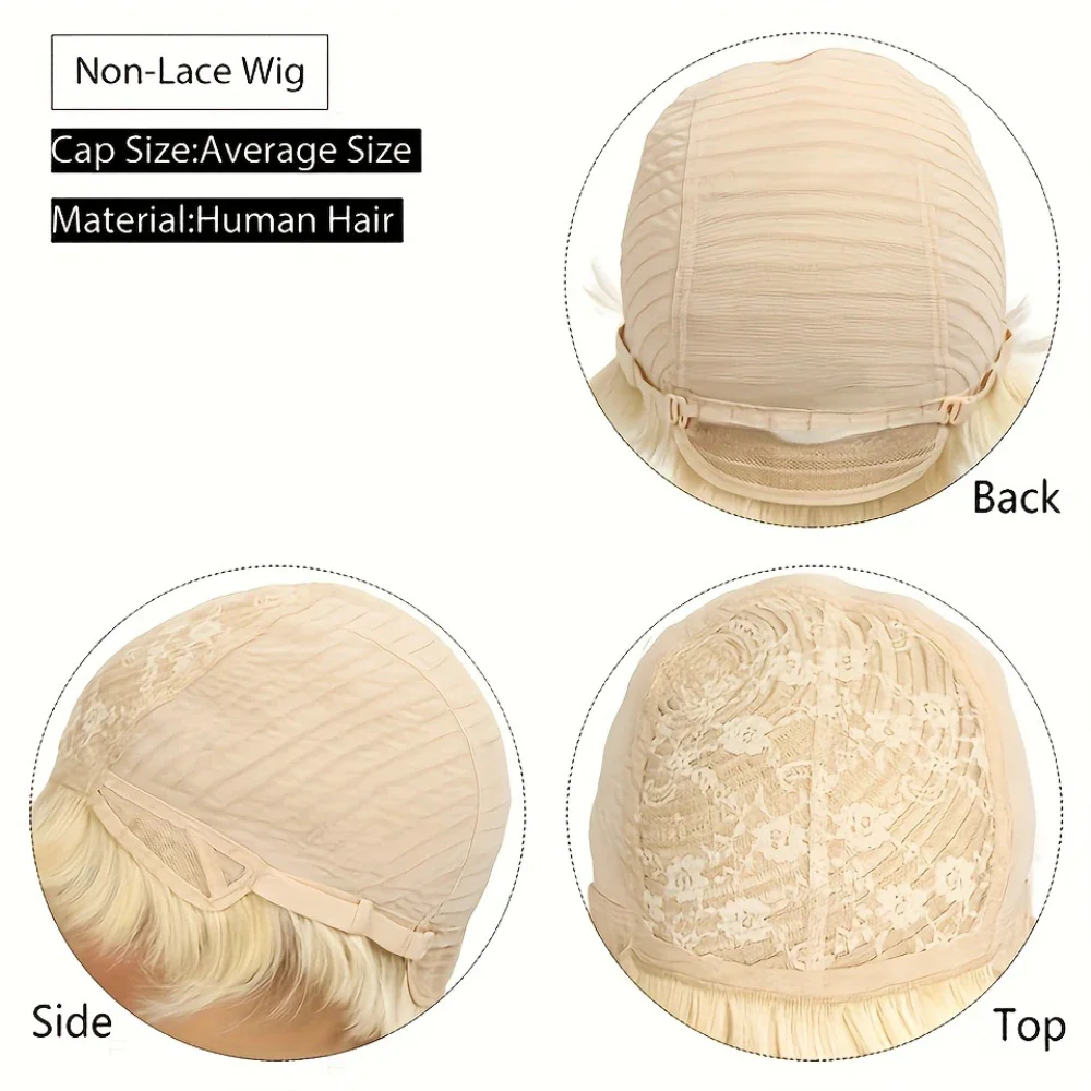 6inch 613 Blonde Color Remy Hair Wig Machine Made Human Hair Wigs 150% Density Short Straight Pixie Cut Human Hair Wig - Image 5