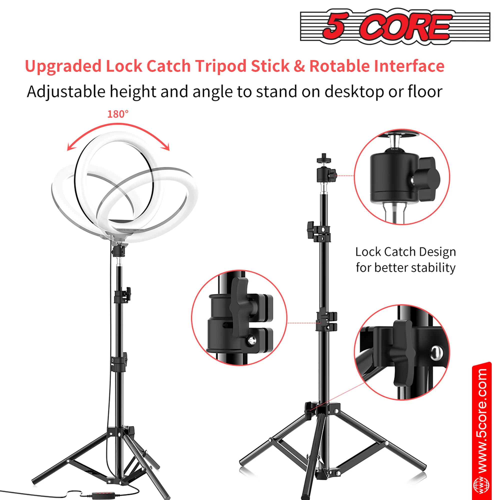 8" / 10" LED TIK Tok Ring Light with Tripod Stand Phone Holder Ringlight Stand for Makeup Tiktok Live Zoom Halo Light 5 Core RL8/ RL10 - Image 5