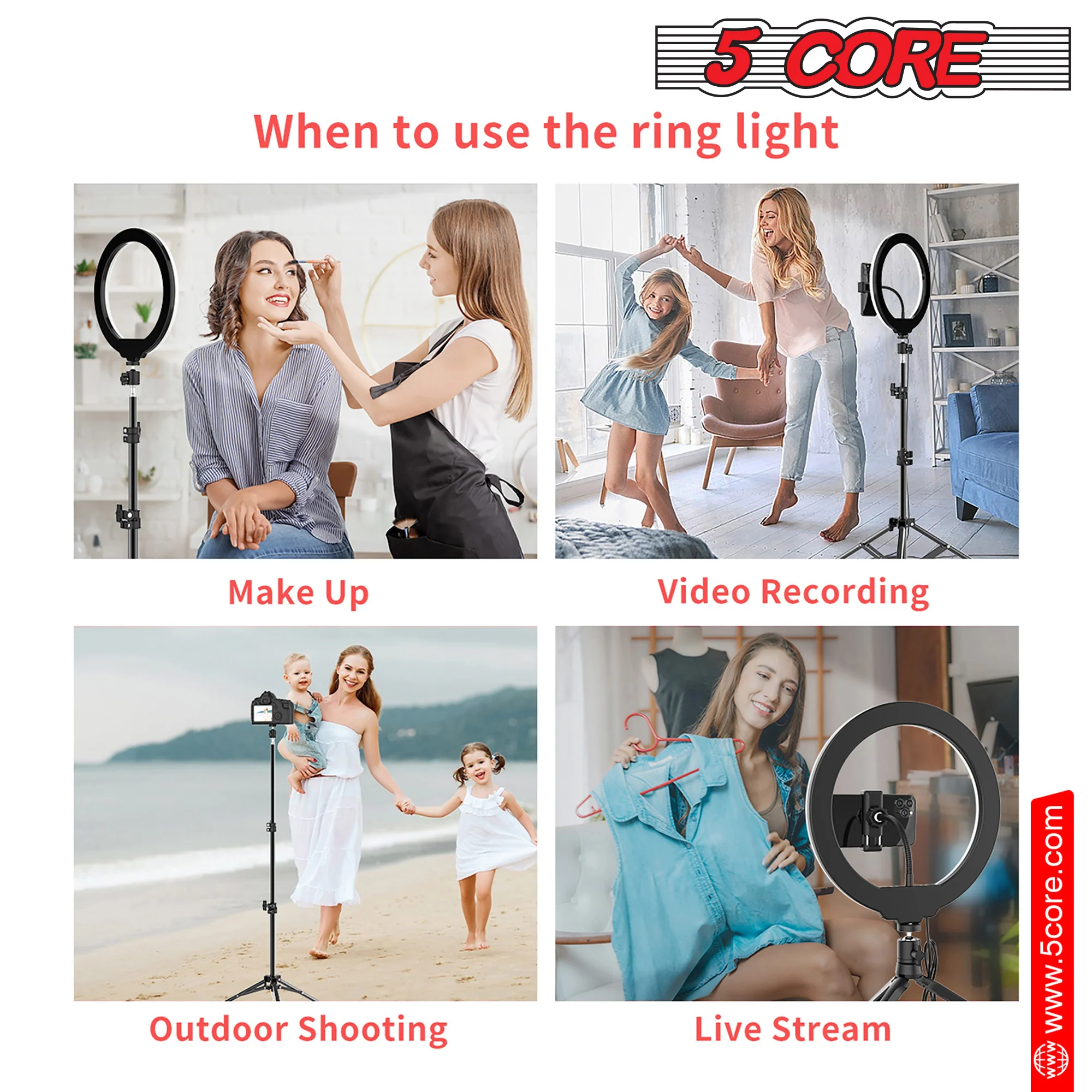 8" / 10" LED TIK Tok Ring Light with Tripod Stand Phone Holder Ringlight Stand for Makeup Tiktok Live Zoom Halo Light 5 Core RL8/ RL10 - Image 7