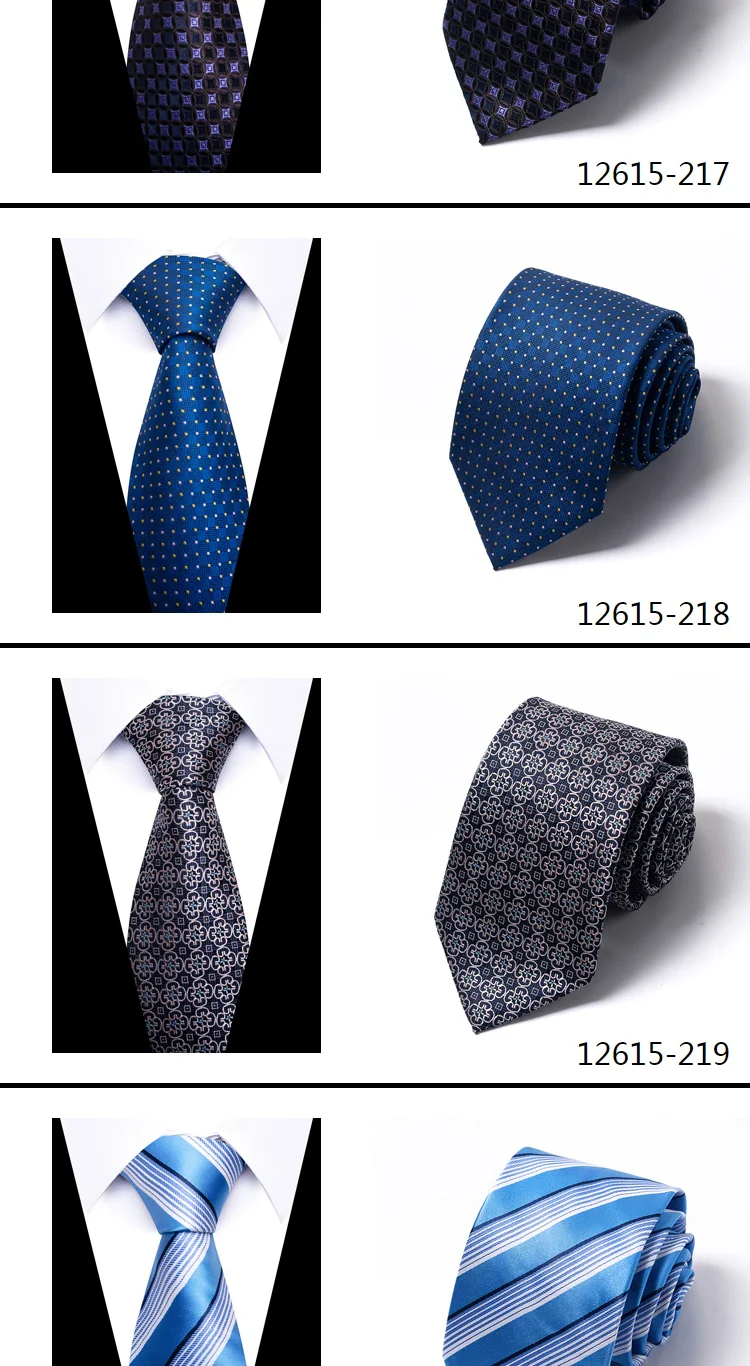 8 cm Tie Men Gravatas Classic Many Color Newest design Silk Necktie Shirt Accessories Striped Sky Blue Man's Office - Image 19