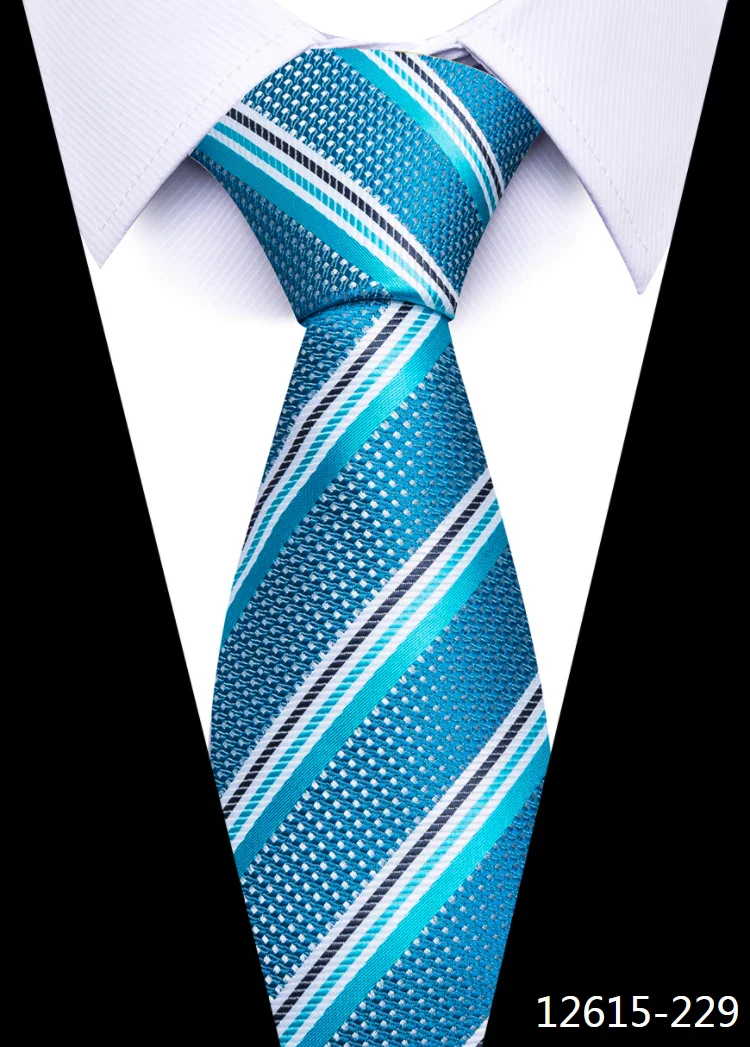 8 cm Tie Men Gravatas Classic Many Color Newest design Silk Necktie Shirt Accessories Striped Sky Blue Man's Office - Image 47