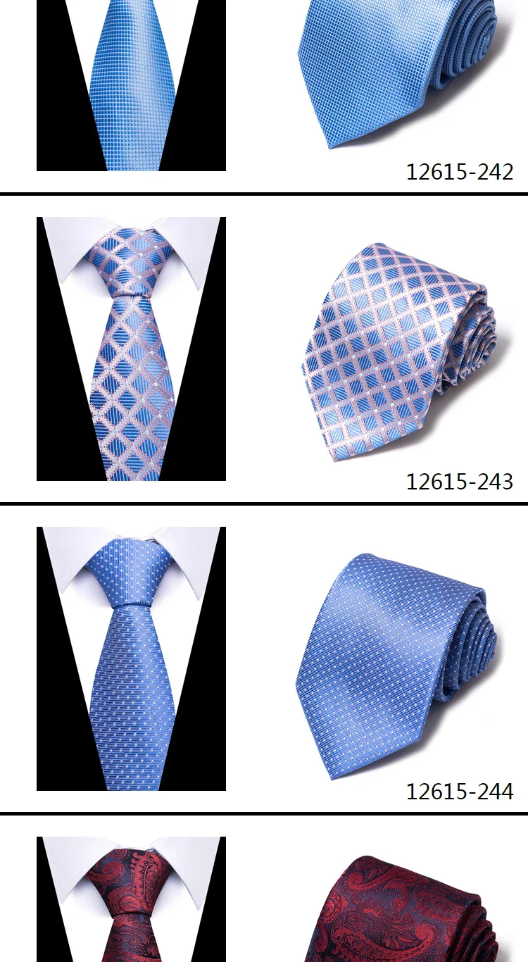 8 cm Tie Men Gravatas Classic Many Color Newest design Silk Necktie Shirt Accessories Striped Sky Blue Man's Office - Image 27