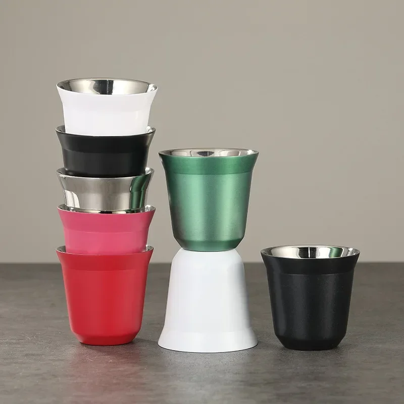 80ml Espresso Cup Small Wine Cup Stainless Steel Double Wall Insulated Coffee Cup Insulated Capsule Cup Beverage Cup Tea Cup - Image 2