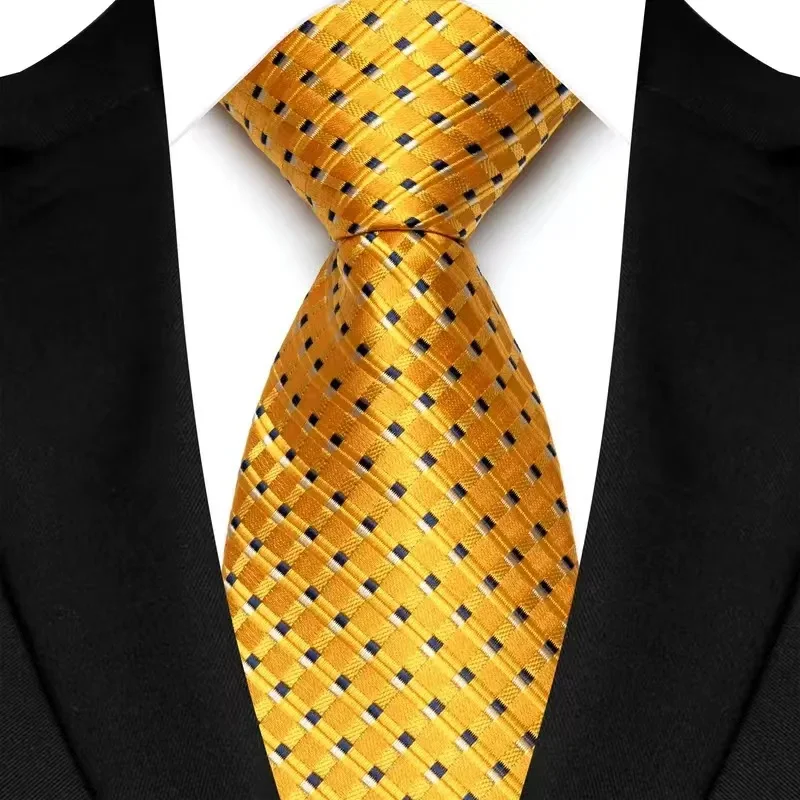 8cm Width Yellow Color Neck Ties For Men Paisley Dots Necktie Handmade Business Formal Tie Suit Accessories Tuxedo Cravat - Image 10