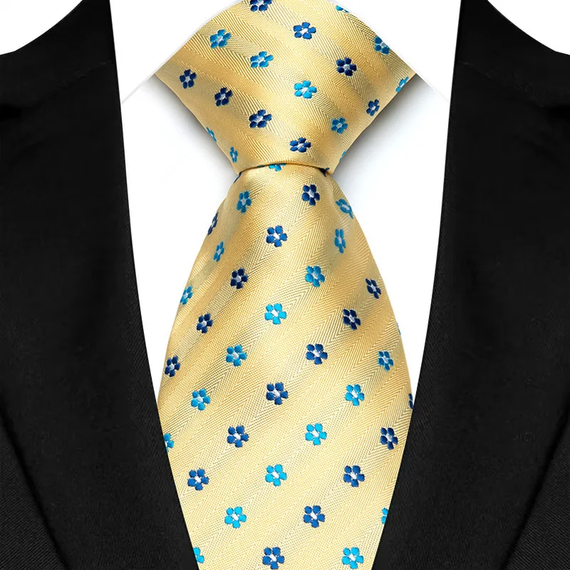 8cm Width Yellow Color Neck Ties For Men Paisley Dots Necktie Handmade Business Formal Tie Suit Accessories Tuxedo Cravat - Image 16