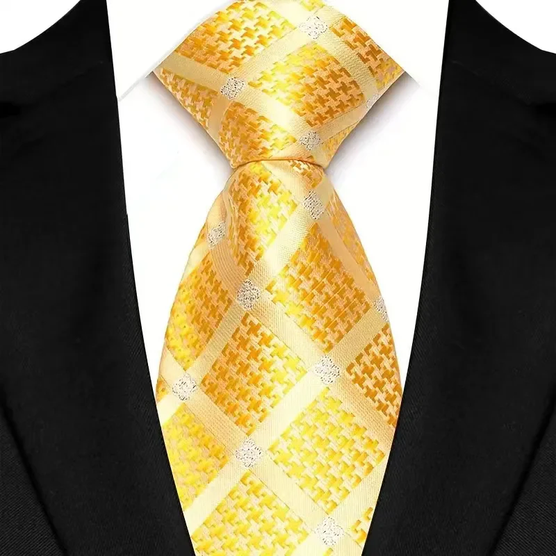 8cm Width Yellow Color Neck Ties For Men Paisley Dots Necktie Handmade Business Formal Tie Suit Accessories Tuxedo Cravat - Image 17