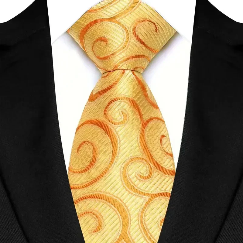 8cm Width Yellow Color Neck Ties For Men Paisley Dots Necktie Handmade Business Formal Tie Suit Accessories Tuxedo Cravat - Image 18