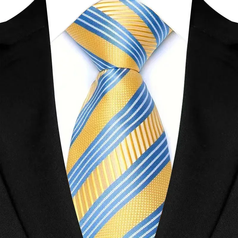8cm Width Yellow Color Neck Ties For Men Paisley Dots Necktie Handmade Business Formal Tie Suit Accessories Tuxedo Cravat - Image 19
