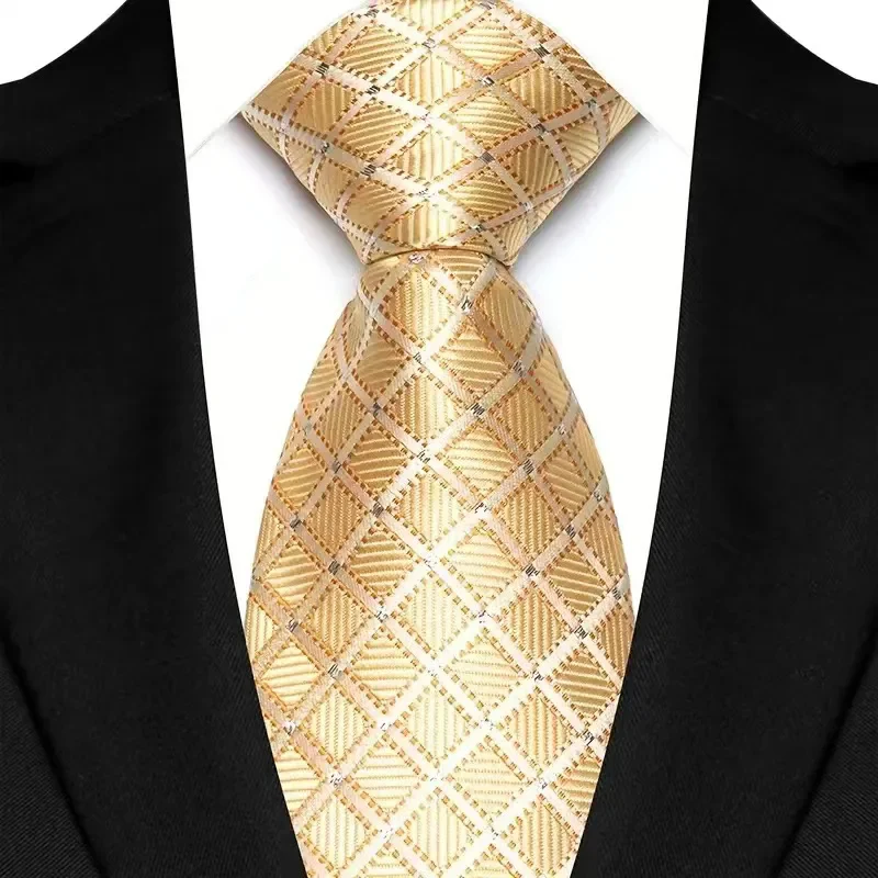 8cm Width Yellow Color Neck Ties For Men Paisley Dots Necktie Handmade Business Formal Tie Suit Accessories Tuxedo Cravat - Image 5