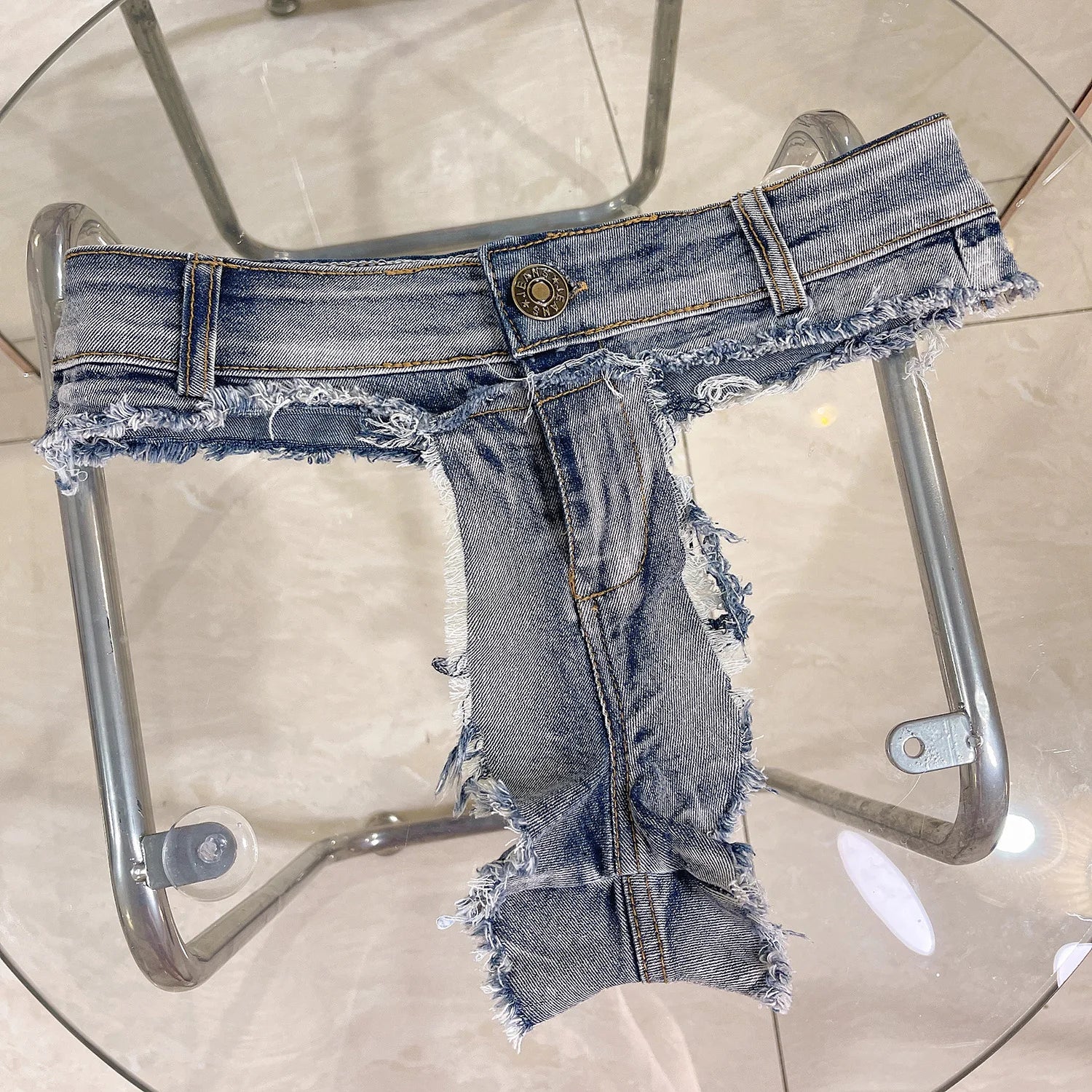 9040#New Sexy Low Waist Perforated Fun Bar Nightclub High Elastic Summer Fashion Denim Shorts Women's Jeans - Image 5