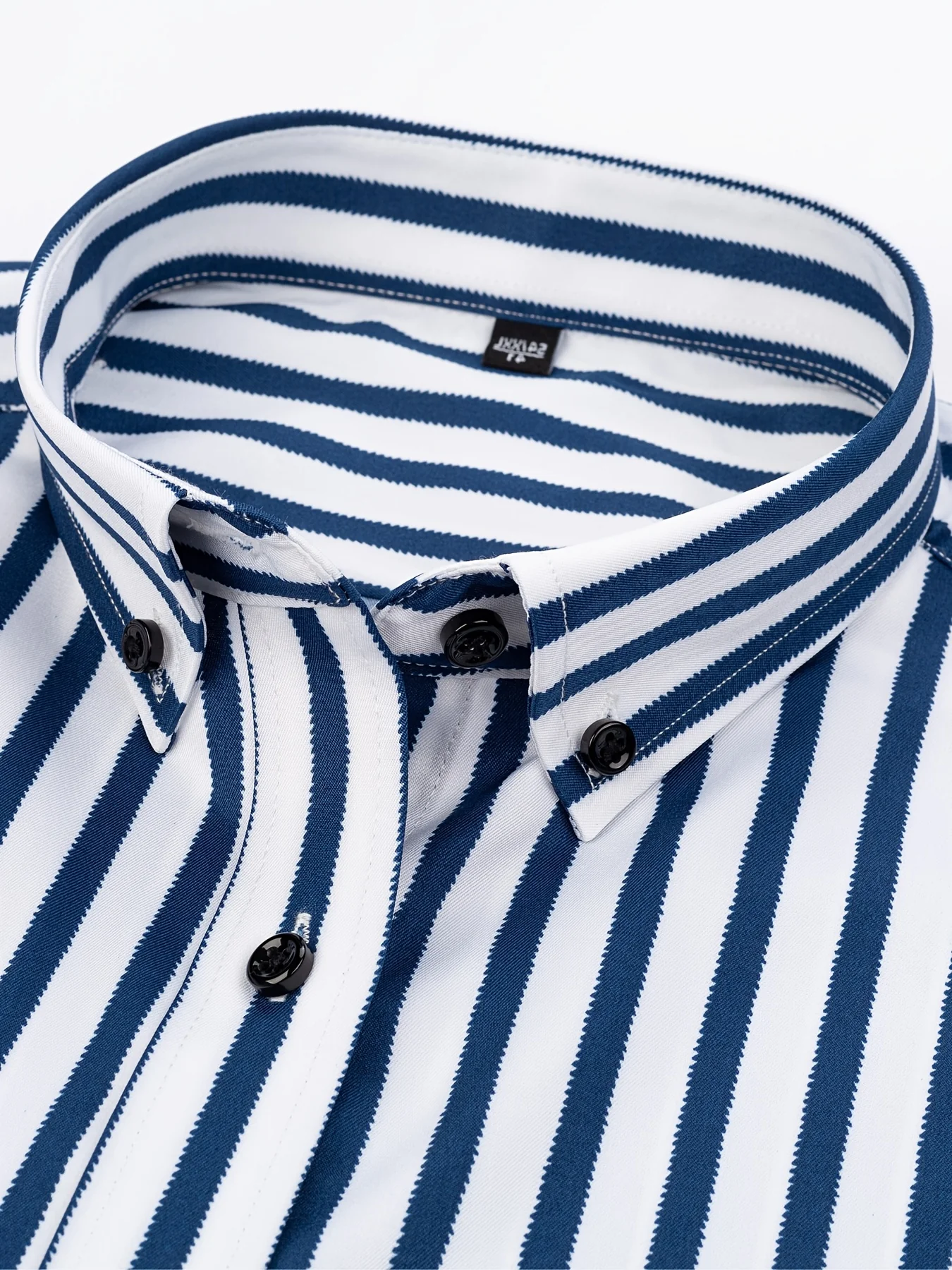 A Classic Regular-Fit Men'S Dress Shirt with Wide Vertical Stripes. - Image 10