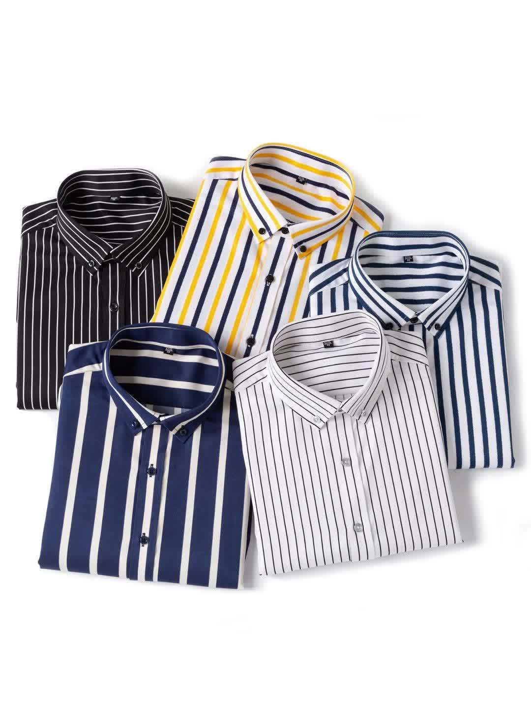 A Classic Regular-Fit Men'S Dress Shirt with Wide Vertical Stripes. - Image 11
