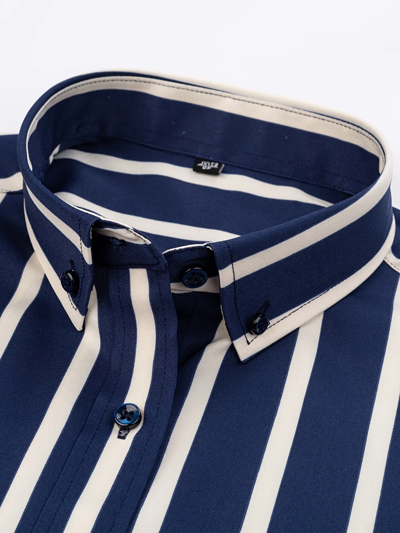 A Classic Regular-Fit Men'S Dress Shirt with Wide Vertical Stripes. - Image 7