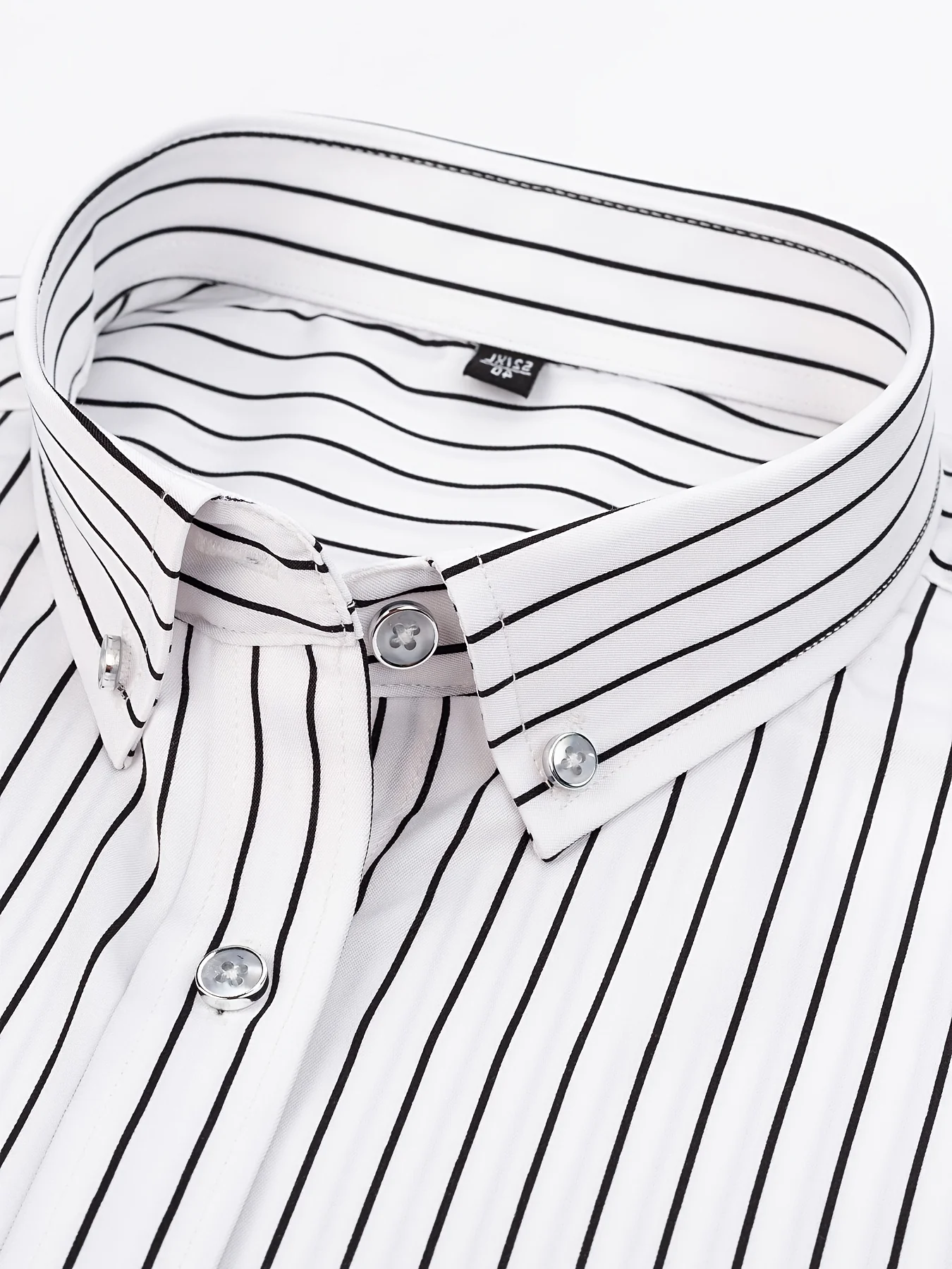 A Classic Regular-Fit Men'S Dress Shirt with Wide Vertical Stripes. - Image 8