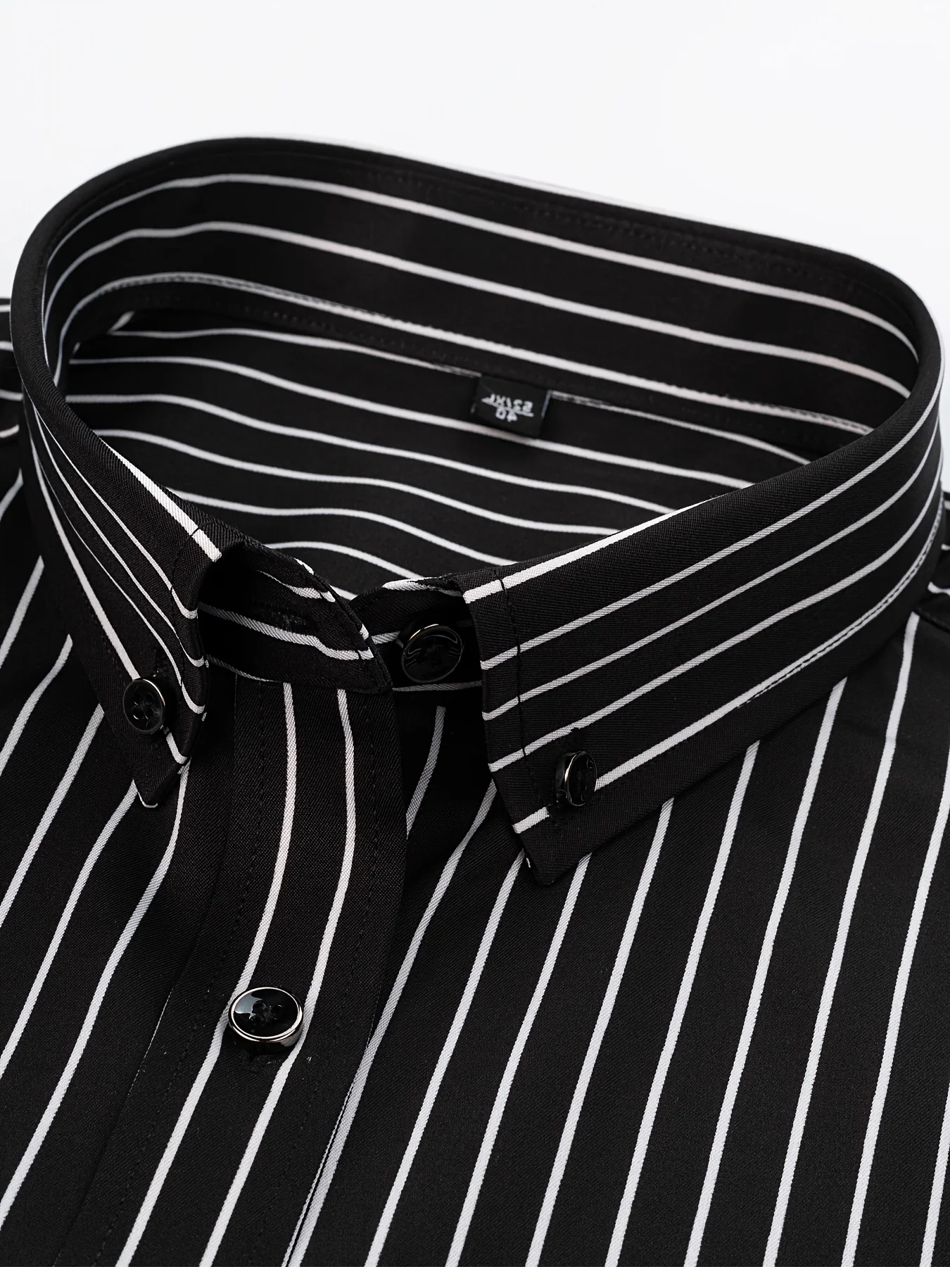 A Classic Regular-Fit Men'S Dress Shirt with Wide Vertical Stripes. - Image 9