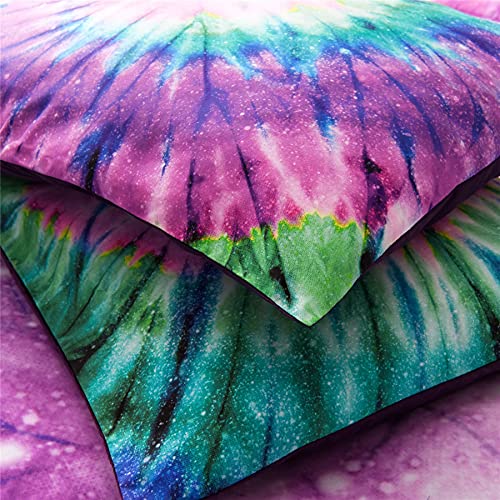 A Nice Night Bedding Tie Dye Galaxy Comforter Set, Psychedelic Swirl Pattern Colorful Boho, Boys Girls Bedding Quilt Sets (Purple, Twin(68-by-88-inches)) - Image 2