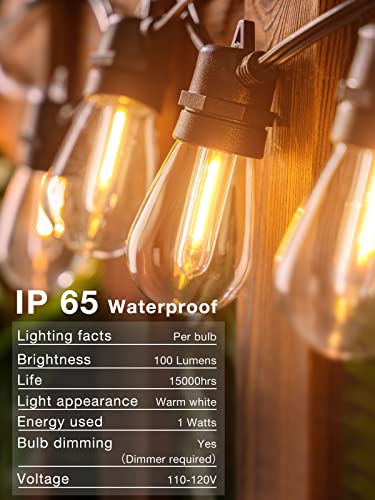 addlon 50FT LED Outdoor String Lights with Edison Shatterproof Bulbs, Weatherproof Strand, Commercial Grade Patio Lights, Decorative for Garden or Patio, Black - Image 6