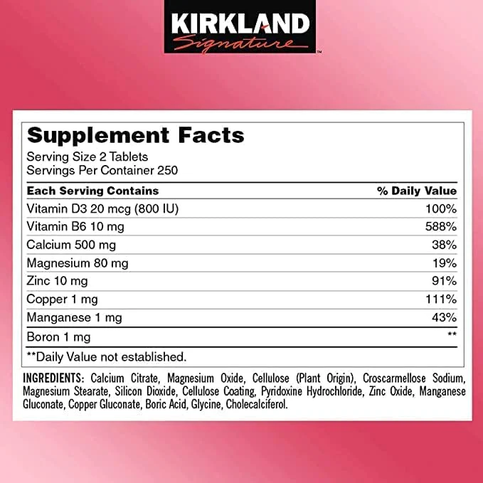 ADEMA Kirk-Land Signature Calcium Citrate Magnesium and Zinc, 500 Tablets - Image 2