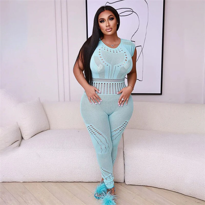 Sexy Adogirl Hollow Out Knitted Mesh Jumpsuits Women Sexy See Through Long Sleeve Overalls - Image 14