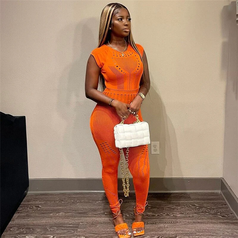 Sexy Adogirl Hollow Out Knitted Mesh Jumpsuits Women Sexy See Through Long Sleeve Overalls - Image 16