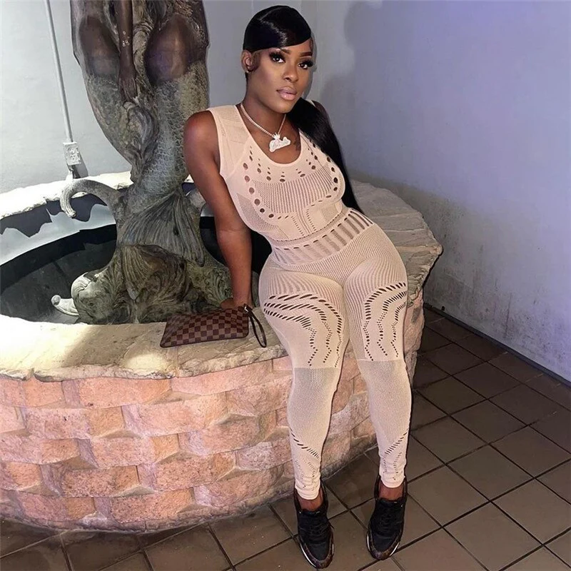 Sexy Adogirl Hollow Out Knitted Mesh Jumpsuits Women Sexy See Through Long Sleeve Overalls - Image 7