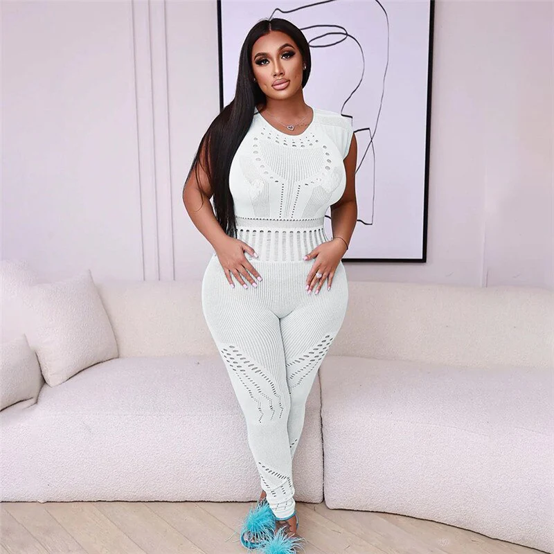 Sexy Adogirl Hollow Out Knitted Mesh Jumpsuits Women Sexy See Through Long Sleeve Overalls - Image 9
