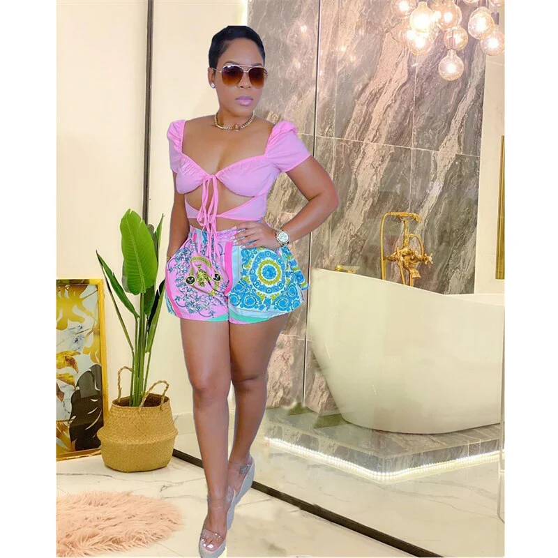 Adogirl Paisley Print Women Casual Shorts with Pockets Button Fly Summer Pants - Image 9