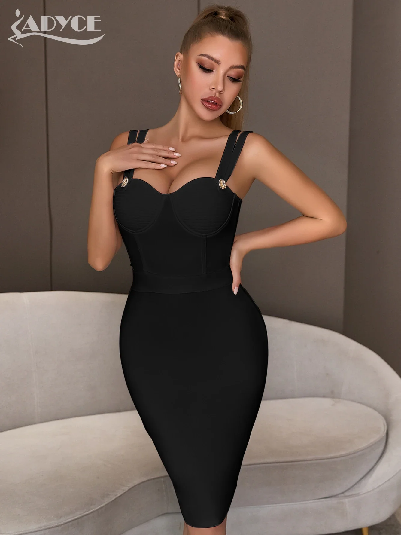 Adyce 2023 New Summer Green Bandage Dress Women Sexy Sleeveless Spaghetti Strap Red Club Celebrity Evening Party Dress Vestidos - Image 4