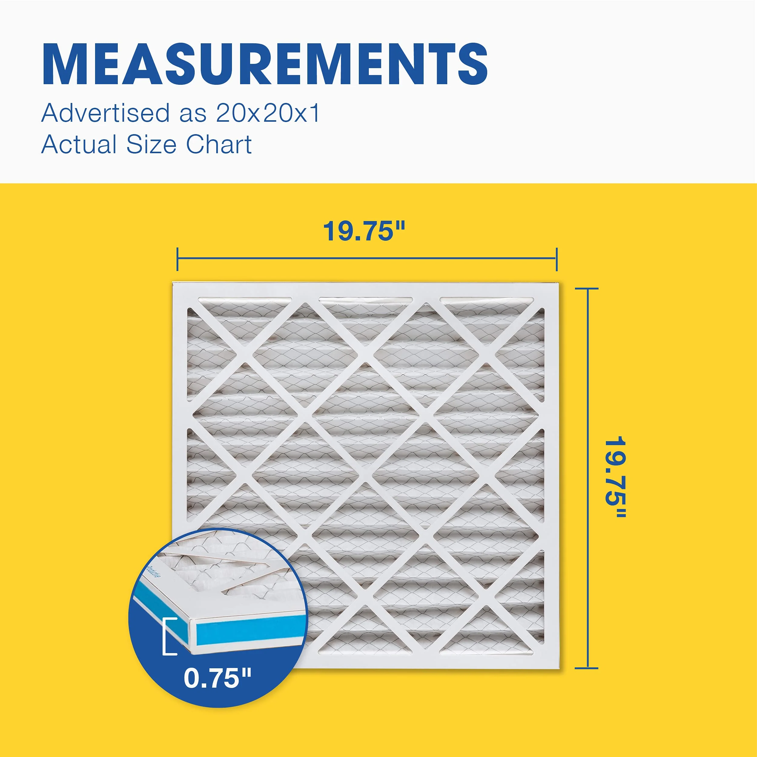 Aerostar 20x20x1 MERV 8 Pleated Air Filter, AC Furnace Air Filter, 6 Pack (Actual Size: 19 3/4" x 19 3/4" x 3/4") - Image 5