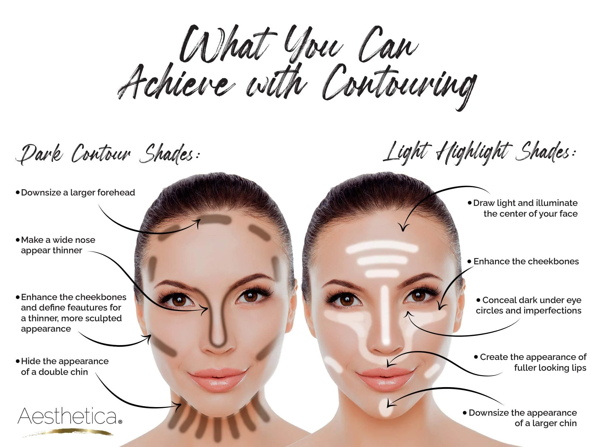 Aesthetica Cosmetics Cream Contour and Highlighting Makeup Kit - Contouring Foundation/Concealer Palette - Vegan & Cruelty Free - Step-by-Step Instructions Included - Image 4