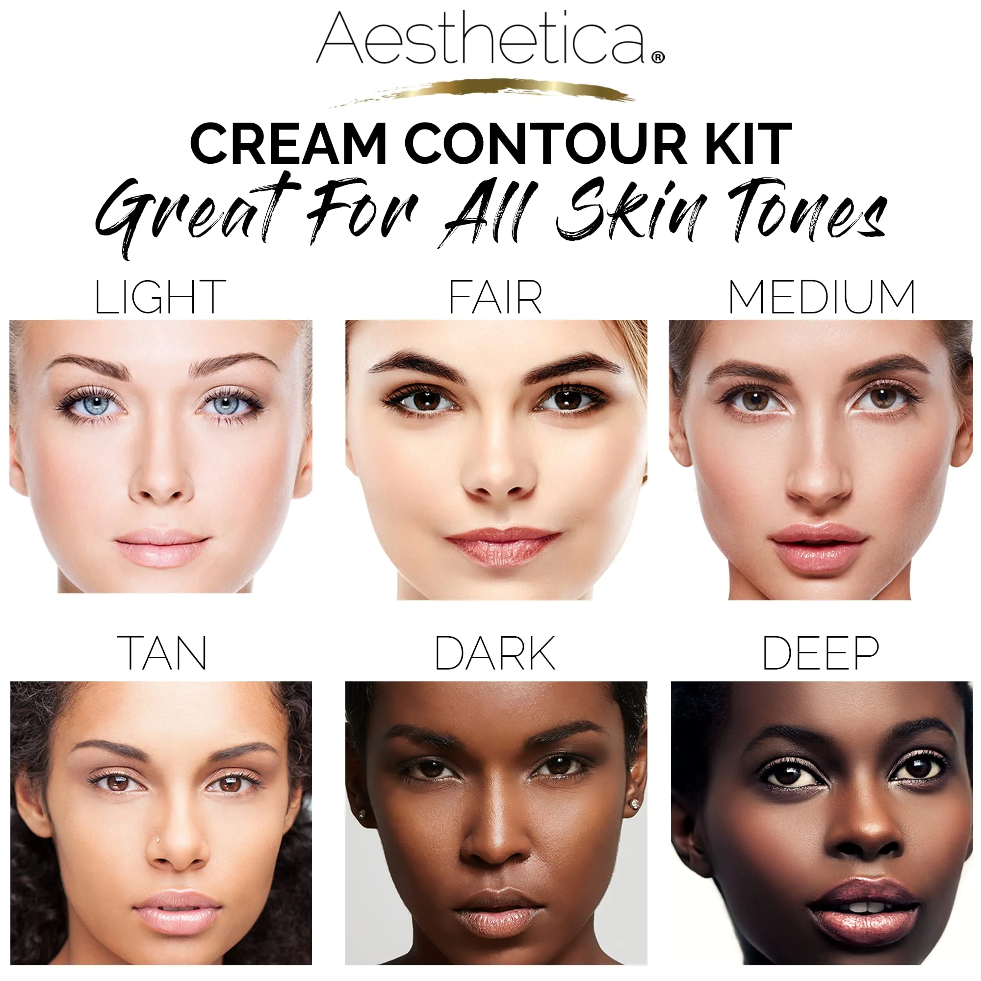 Aesthetica Cosmetics Cream Contour and Highlighting Makeup Kit - Contouring Foundation/Concealer Palette - Vegan & Cruelty Free - Step-by-Step Instructions Included - Image 5