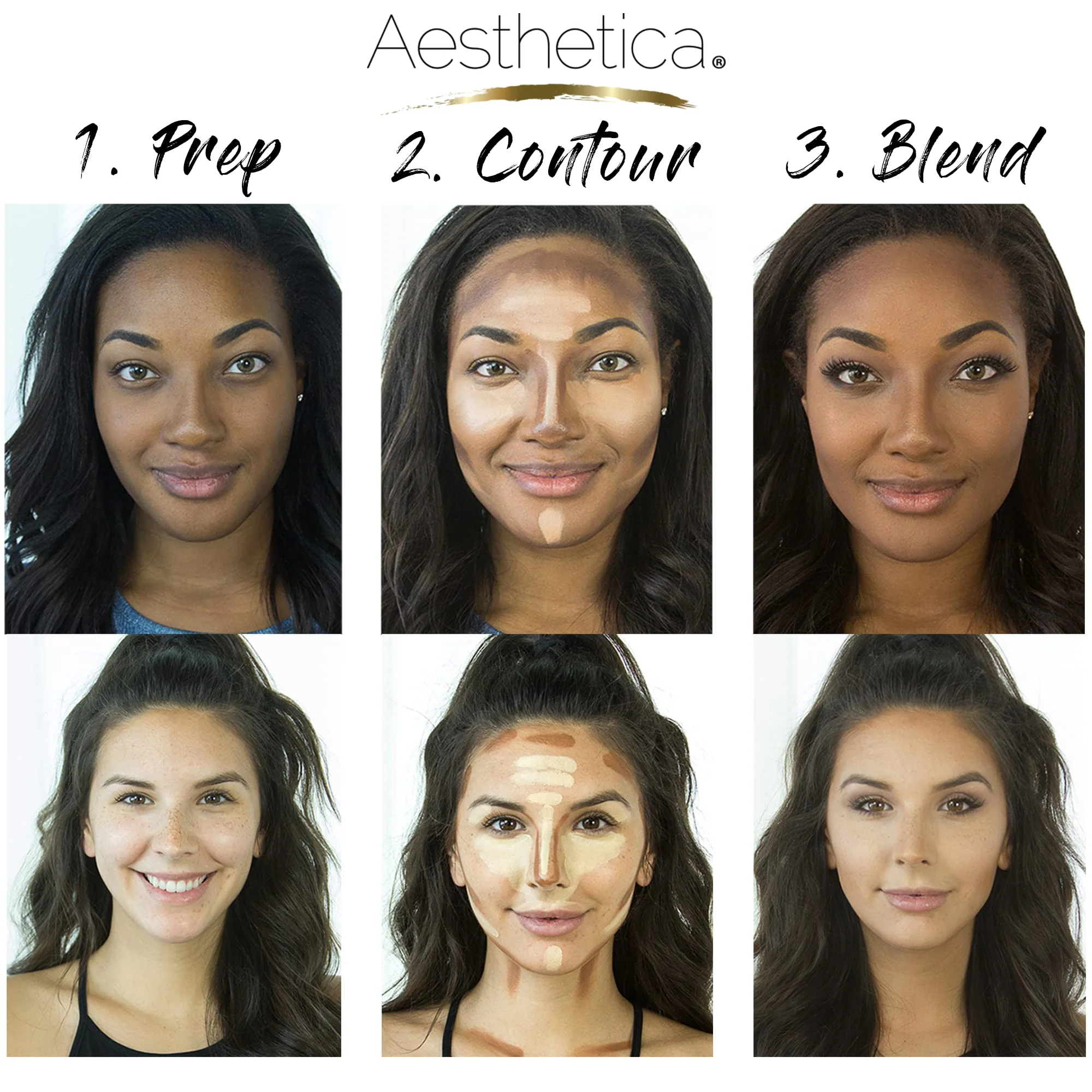 Aesthetica Cosmetics Cream Contour and Highlighting Makeup Kit - Contouring Foundation/Concealer Palette - Vegan & Cruelty Free - Step-by-Step Instructions Included - Image 6