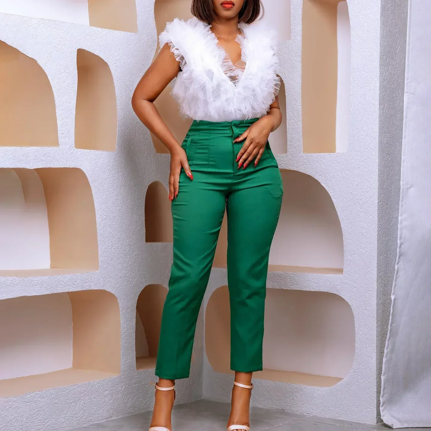 African Clothes for Women Autumn African High Waist Trousers Office Work Lady Long Solid Color Pants Dashiki African Clothing - Image 10