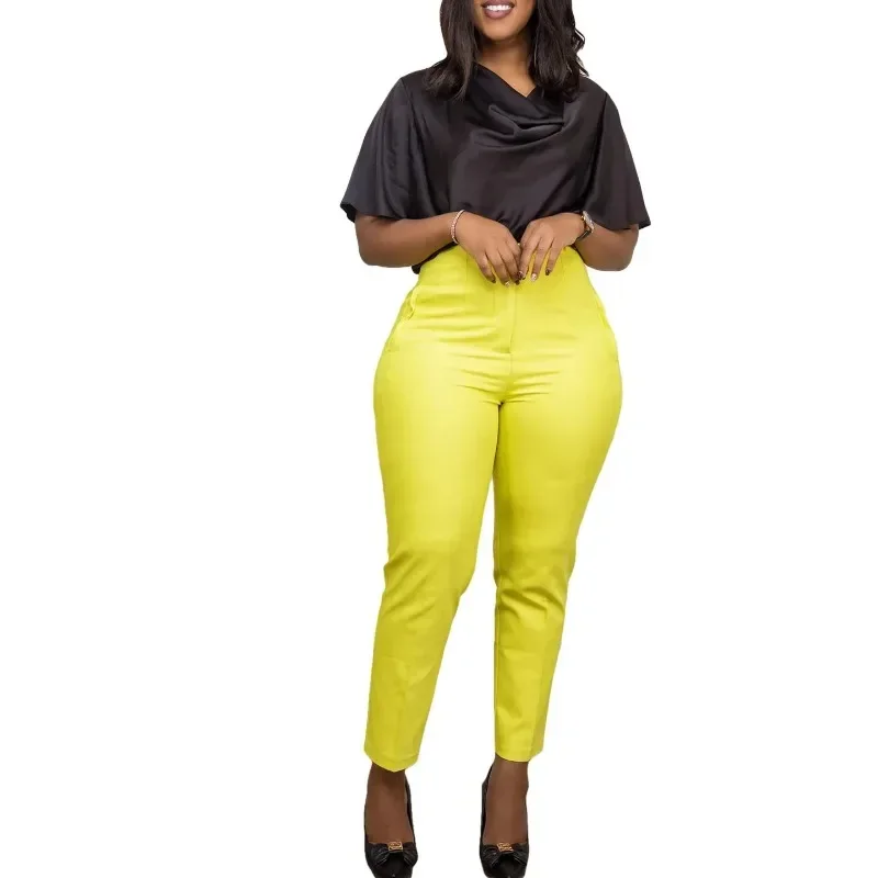 African Clothes for Women Autumn African High Waist Trousers Office Work Lady Long Solid Color Pants Dashiki African Clothing - Image 3