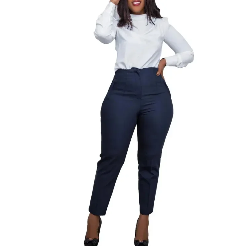 African Clothes for Women Autumn African High Waist Trousers Office Work Lady Long Solid Color Pants Dashiki African Clothing - Image 4