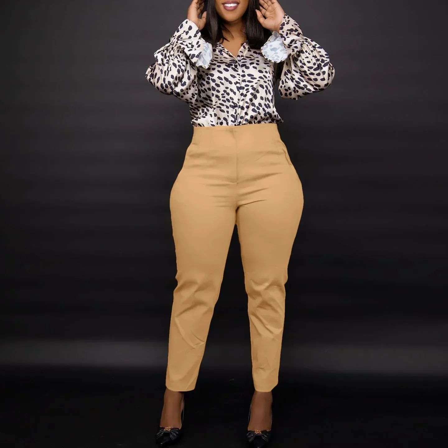 African Clothes for Women Autumn African High Waist Trousers Office Work Lady Long Solid Color Pants Dashiki African Clothing - Image 7