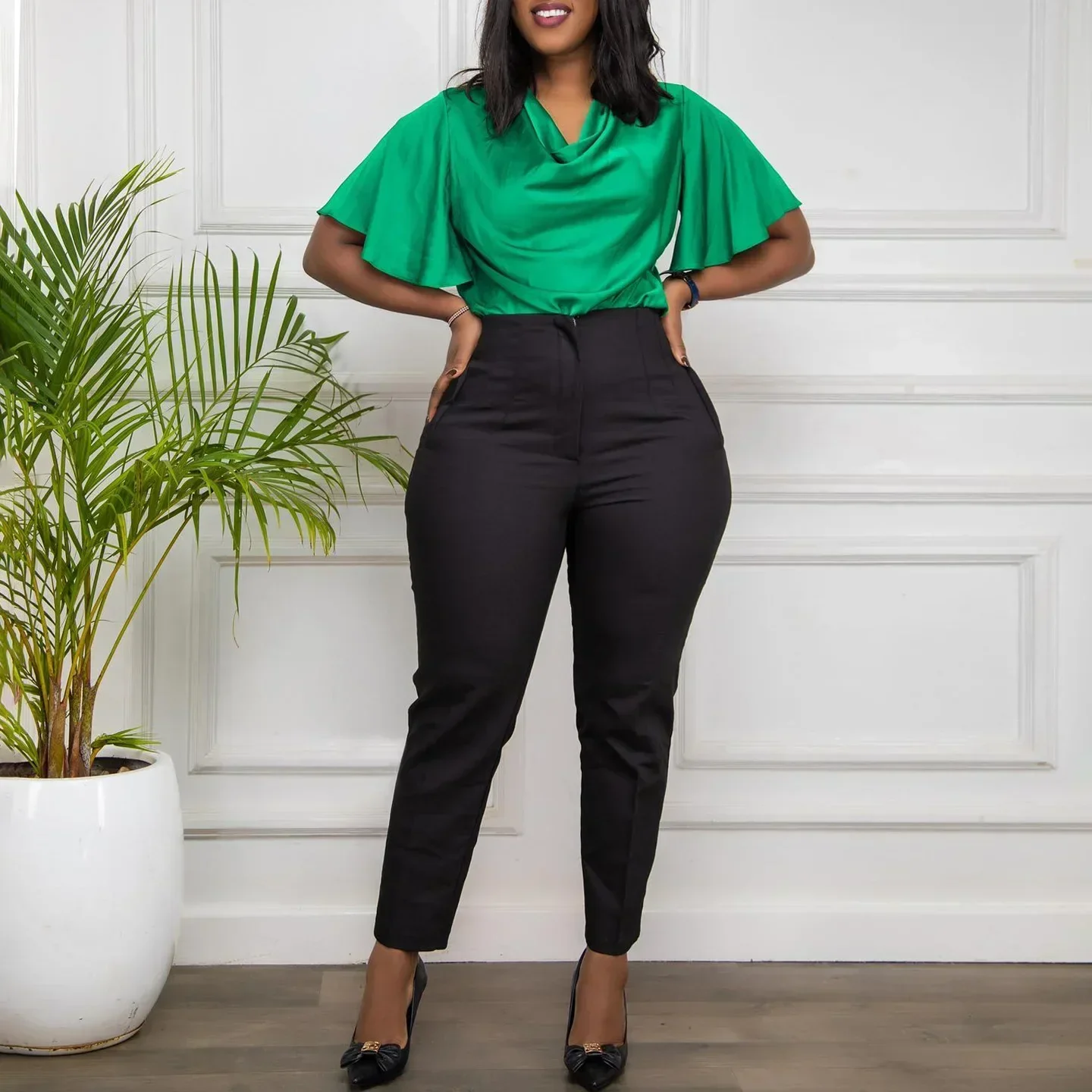 African Clothes for Women Autumn African High Waist Trousers Office Work Lady Long Solid Color Pants Dashiki African Clothing - Image 8
