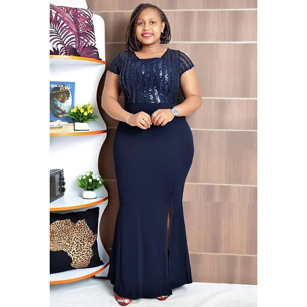 African Dress Women Robe Africaine Femme Bazin Riche Sequin Wedding Designer Long Dress Sexy Party Dresses 2023 New Summer - Image 3