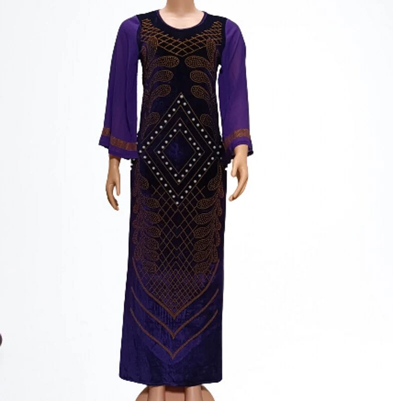 Sexy African Dresses For Women 2022 Autumn Stripe Africa Clothing Muslim Long Maxi Dress - Image 2