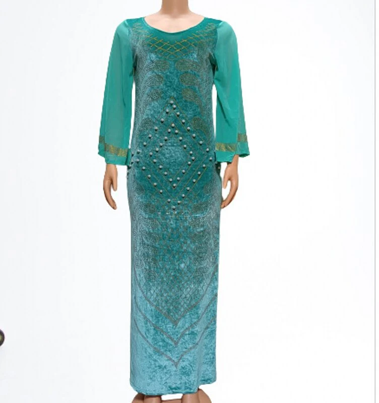 Sexy African Dresses For Women 2022 Autumn Stripe Africa Clothing Muslim Long Maxi Dress - Image 3
