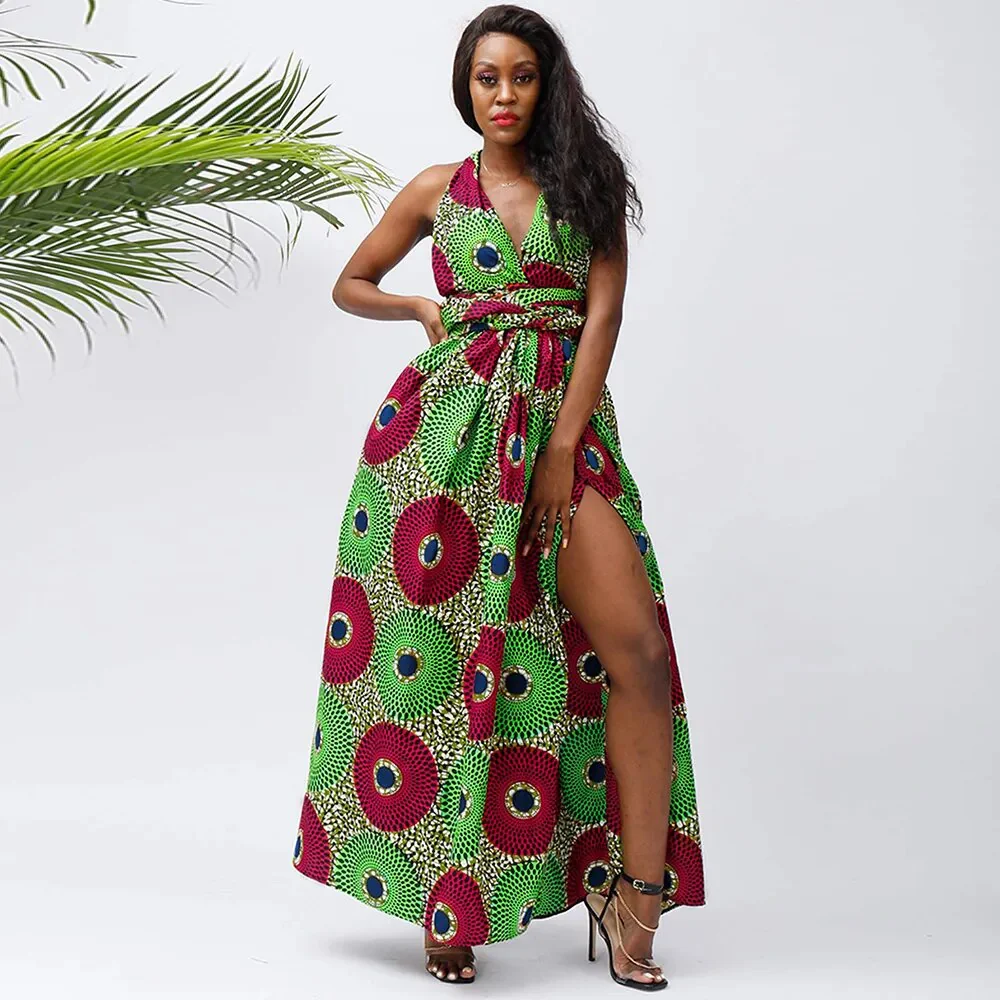 African Dresses For Women Elegant Maxi Dress DIY Sleeve Nigerian Traditional Clothing Ankara Print For Ladies Evening Party - Image 2