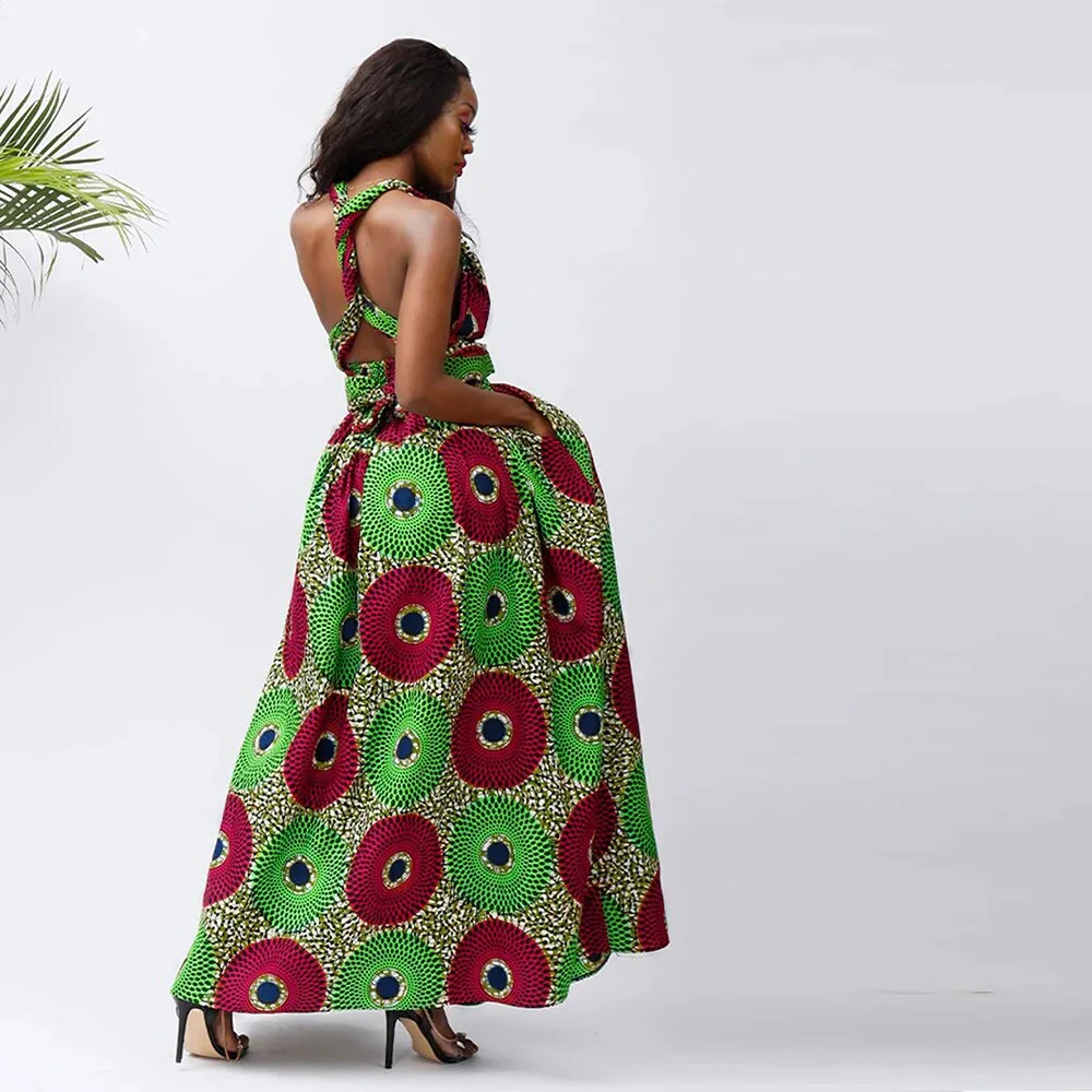 African Dresses For Women Elegant Maxi Dress DIY Sleeve Nigerian Traditional Clothing Ankara Print For Ladies Evening Party - Image 3