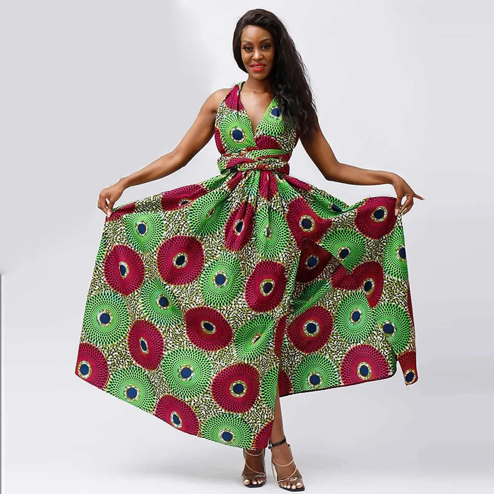 African Dresses For Women Elegant Maxi Dress DIY Sleeve Nigerian Traditional Clothing Ankara Print For Ladies Evening Party - Image 4