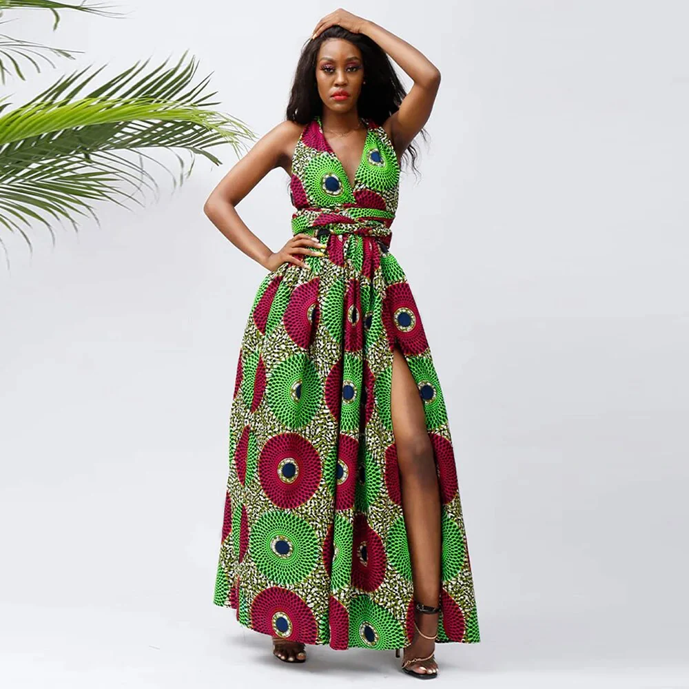 African Dresses For Women Elegant Maxi Dress DIY Sleeve Nigerian Traditional Clothing Ankara Print For Ladies Evening Party - Image 5