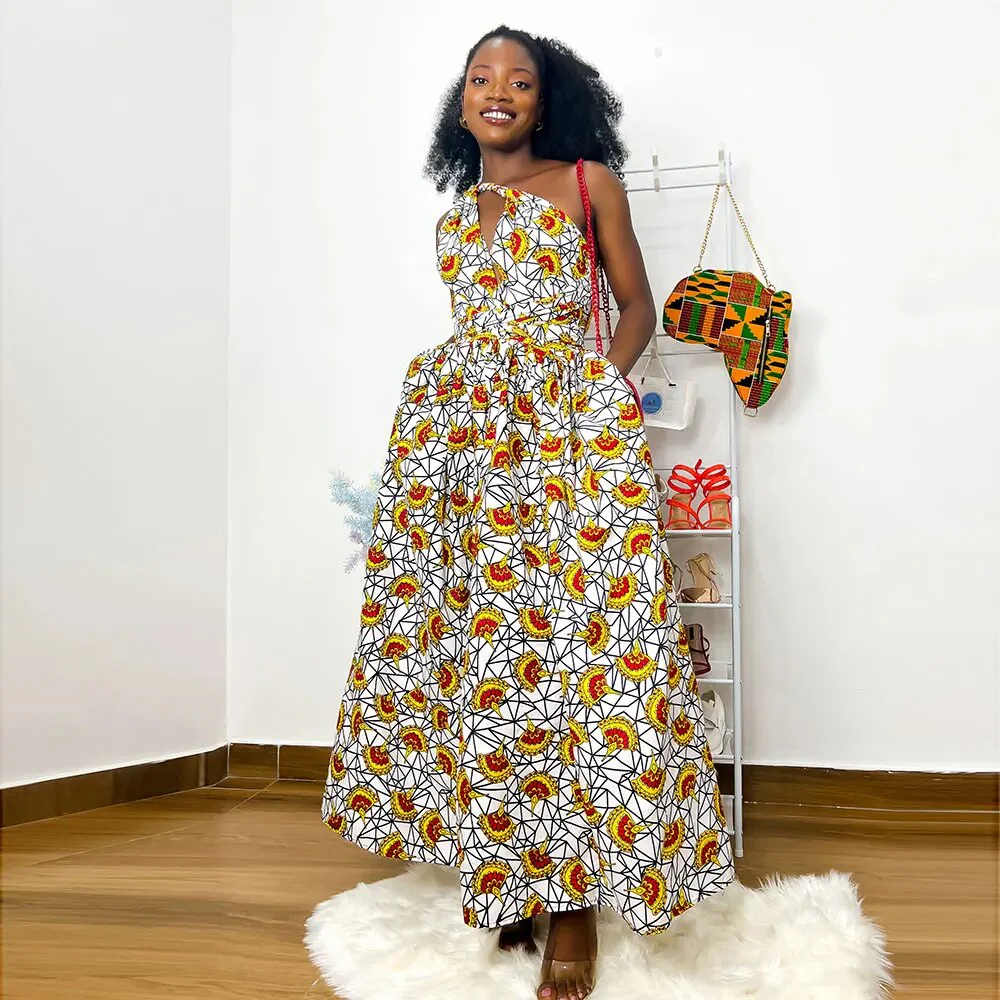 African Dresses For Women Elegant Maxi Dress DIY Sleeve Nigerian Traditional Clothing Ankara Print For Ladies Evening Party - Image 8