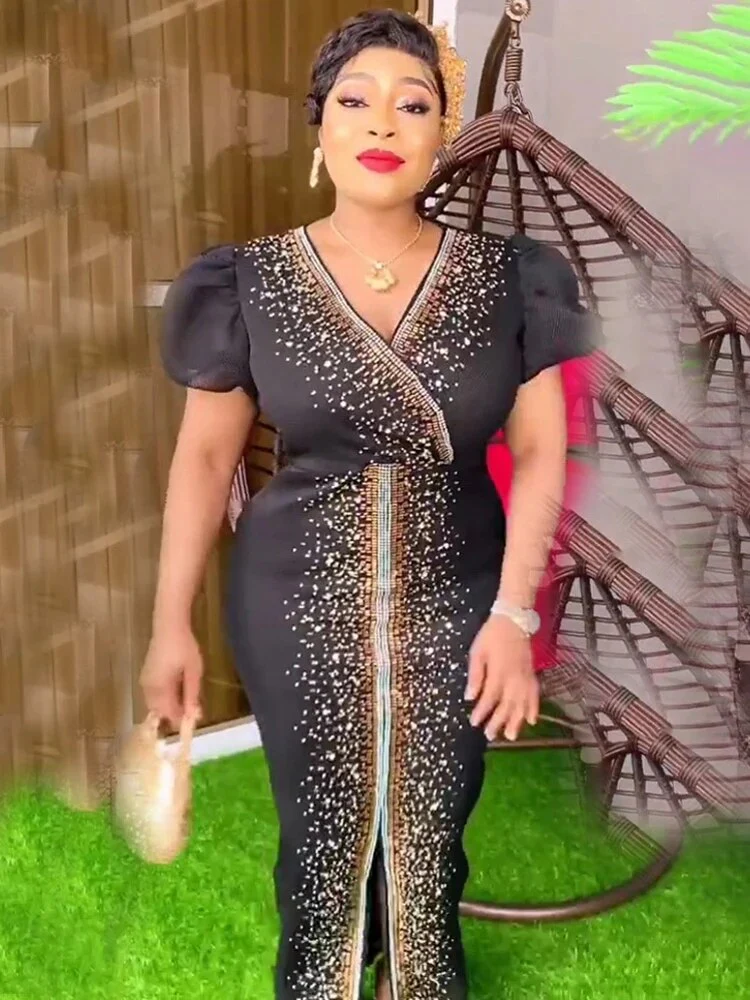 African Dresses For Women Vetement Femme Dashiki Abaya Diamonds Maxi Dress Africa Clothes Dashiki Ankara Dresses Autumn New - Image 3