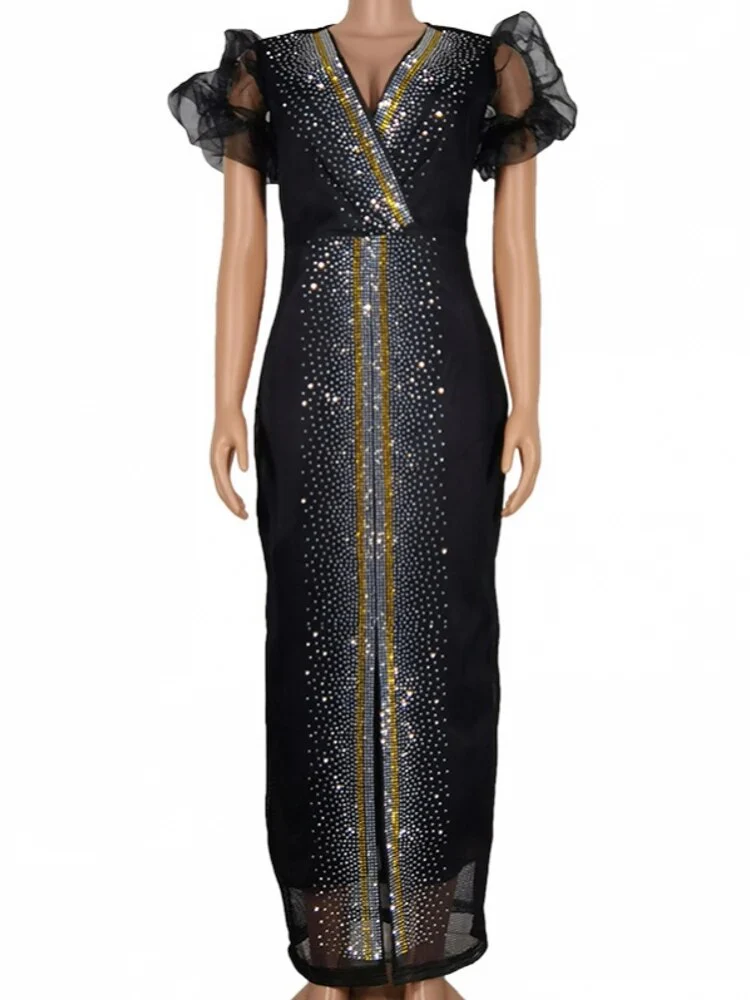 African Dresses For Women Vetement Femme Dashiki Abaya Diamonds Maxi Dress Africa Clothes Dashiki Ankara Dresses Autumn New - Image 4