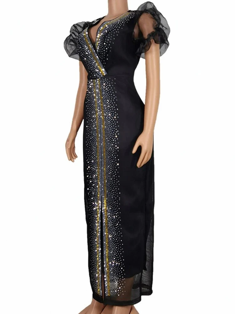 African Dresses For Women Vetement Femme Dashiki Abaya Diamonds Maxi Dress Africa Clothes Dashiki Ankara Dresses Autumn New - Image 5