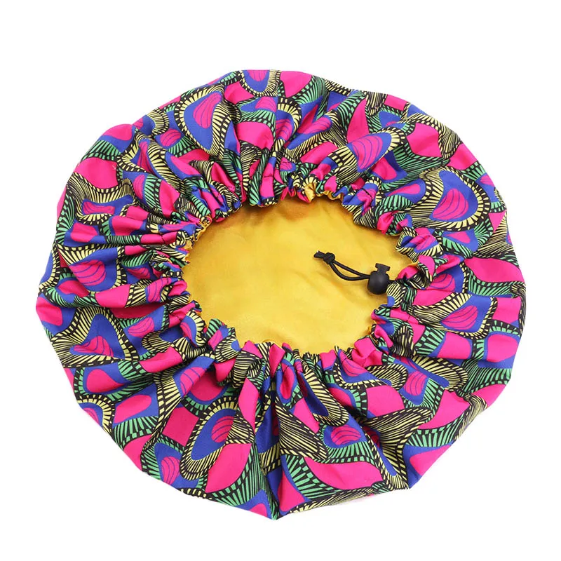 African Print Satin Bonnet With Long Ribbon Wrap Double Layer Headwrap Ankara Pattern Women Hair Cover Large Size Hair Wrap Cap - Image 12