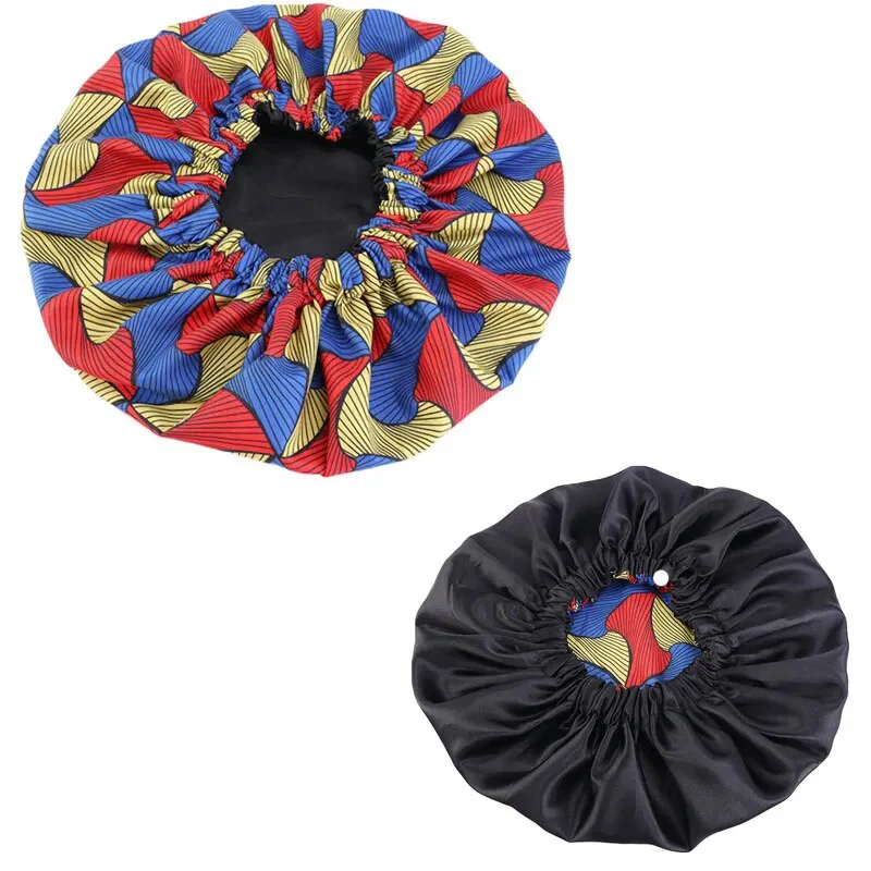 African Print Satin Bonnet With Long Ribbon Wrap Double Layer Headwrap Ankara Pattern Women Hair Cover Large Size Hair Wrap Cap - Image 32